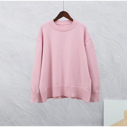 European And American Style Cross-border Amazon Hot Sale 2024 Winter New Style Pink Crew Neck Pullover Sweater - Palma